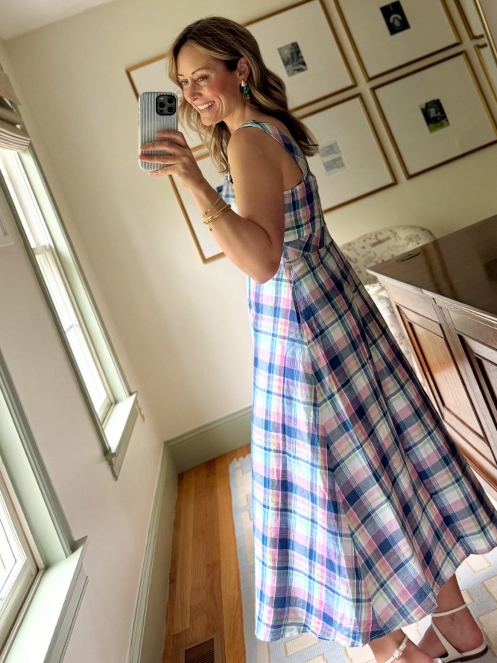 Talbots Pastel Plaid Maxi Dress in Lavender, Blue & Pink - Picture 3 of 3